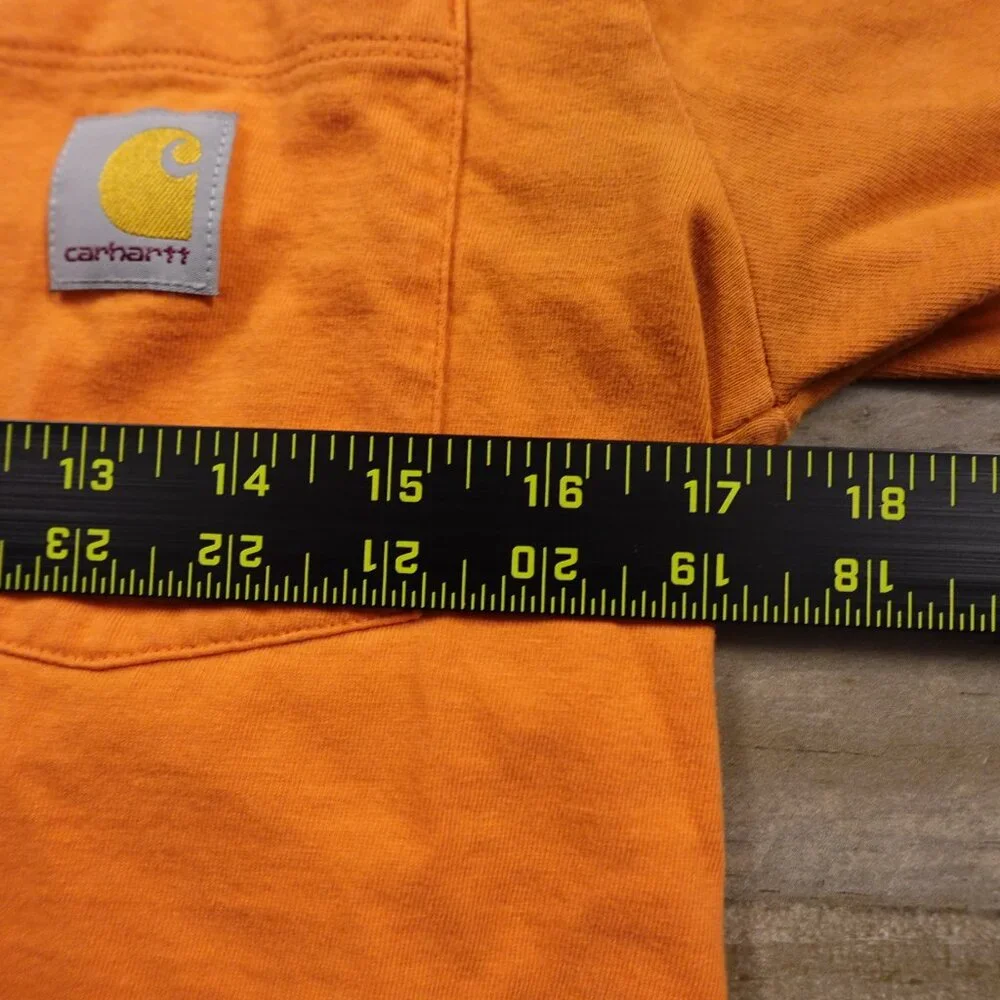 Carhartt Pocket Long Sleeve T Shirt‎ Boys Large Orange Logo Workwear